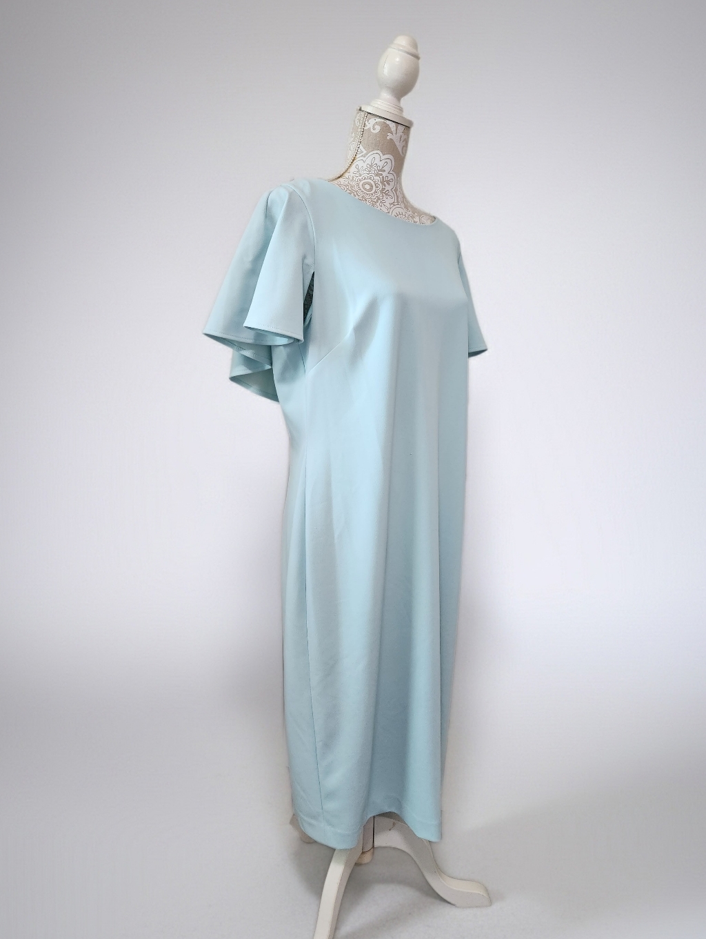 Calvin Klein Capelet Sheath Pastel Mint Green Scoop Neck Dress Size 16